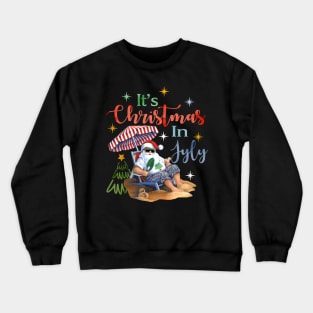 Christmas In July Santa Beach Summer Float Xmas Funny Crewneck Sweatshirt